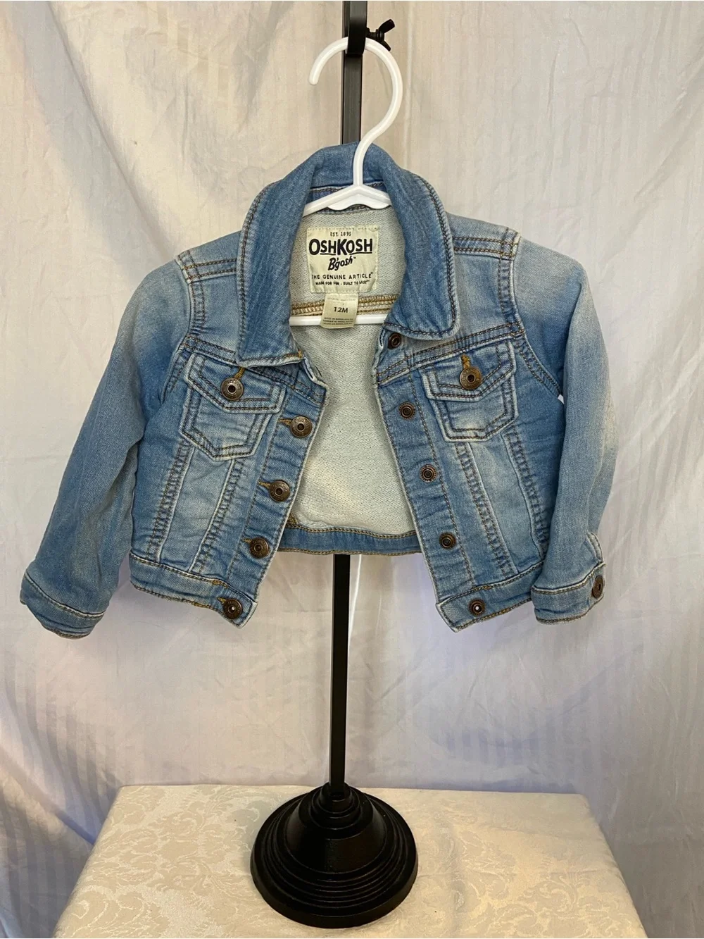 OshKosh B'gosh Faded Blue Denim Trucker Jacket for Kids Size 12 months